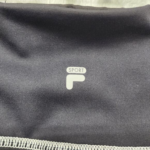 Fila Sport Pant Womens S Black White Striped Ankle Leggings Workout Running Yoga - Picture 3 of 9